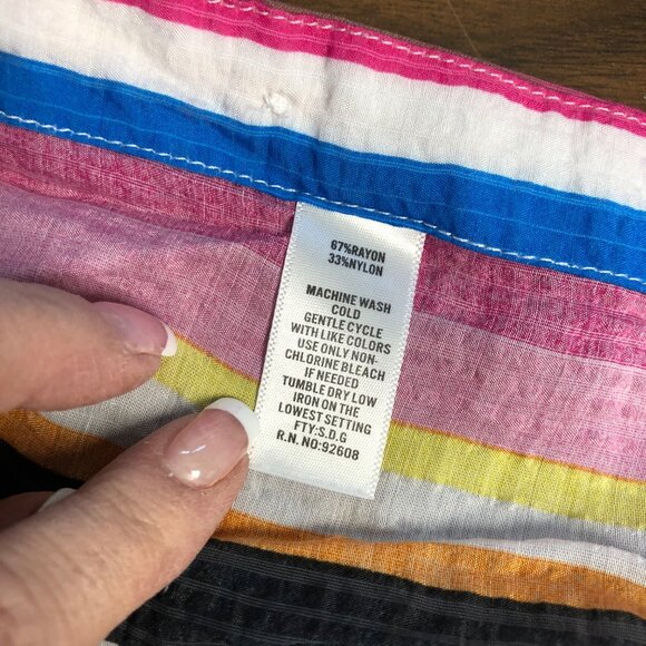 Passports Colorful Striped Tunic Womens Sz Medium 8-10 Lightweight Sheer V-Neck - Picture 7 of 8